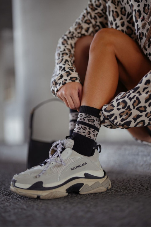 Ponožky Dámske DIna Bodkovaný Pruhy čierna Ponožky Dámske DIna Bodkovaný Pruhy čierna