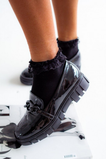 Ponožky Dámske BaInełniane s čipkou čierna