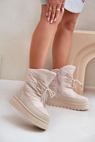 Snehule s platformou Zapnuté Hrad Big Star OO274885 béžová 2