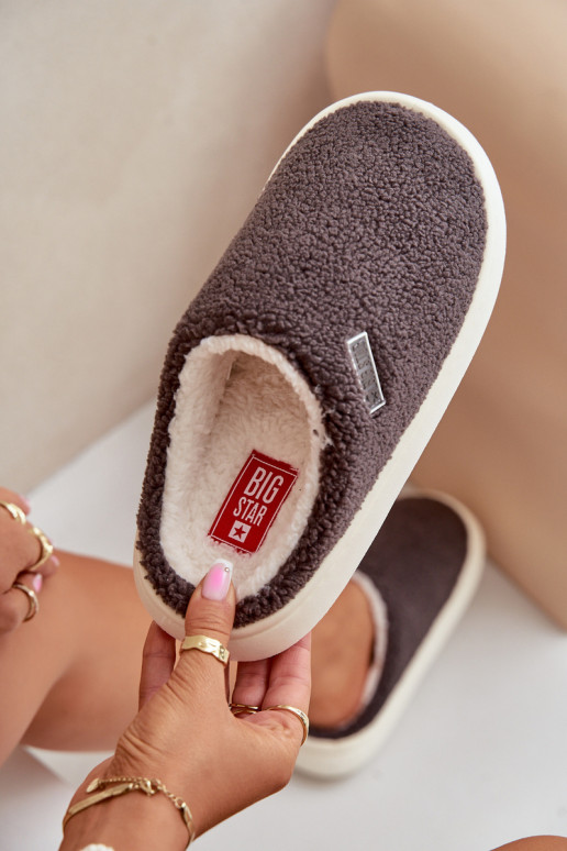 zahriať sa Papuče Zapnuté hrubej podrážke Big Star MM274134 sivá zahriať sa Papuče Zapnuté hrubej podrážke Big Star MM274134 sivá