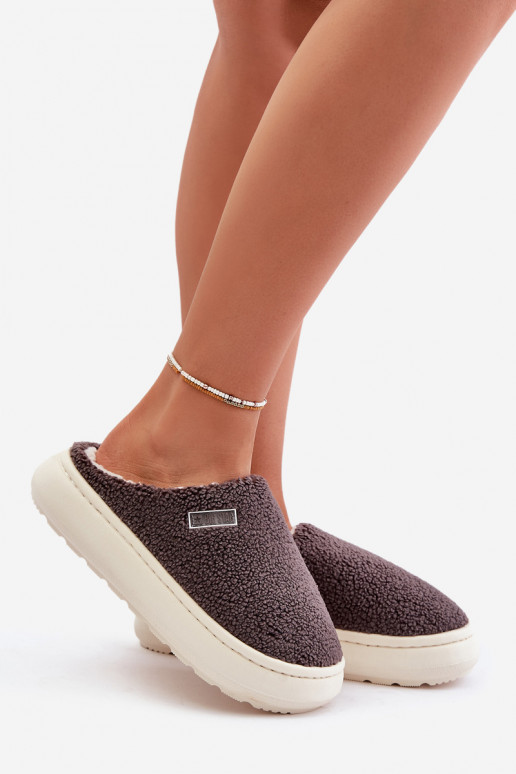 zahriať sa Papuče Zapnuté hrubej podrážke Big Star MM274134 sivá zahriať sa Papuče Zapnuté hrubej podrážke Big Star MM274134 sivá