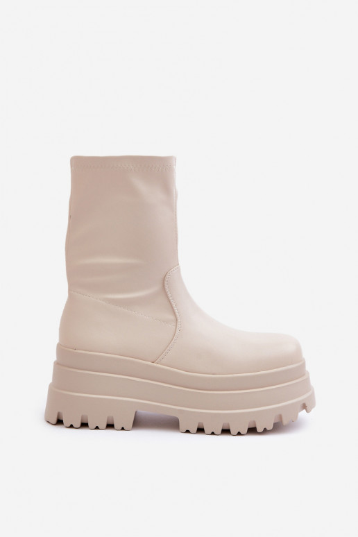 Čižmy s platformou slonovina Florinara Čižmy s platformou slonovina Florinara