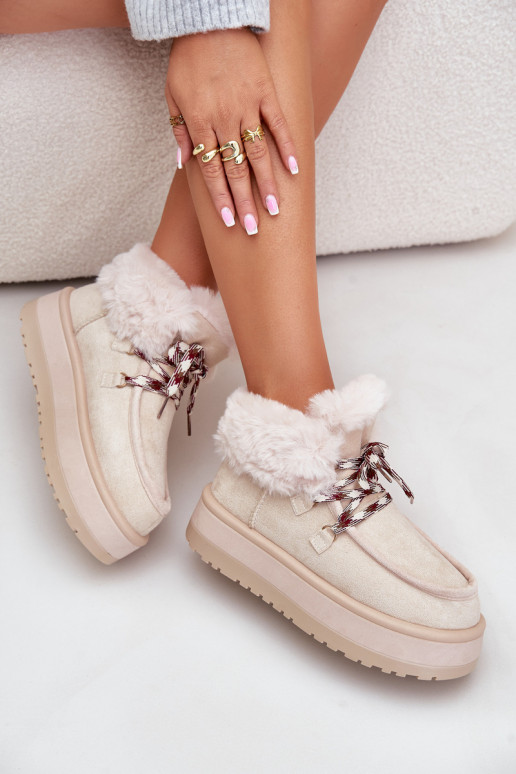 Nízka Snehule Dámske s platformou s kožušinou slonovina Neathren