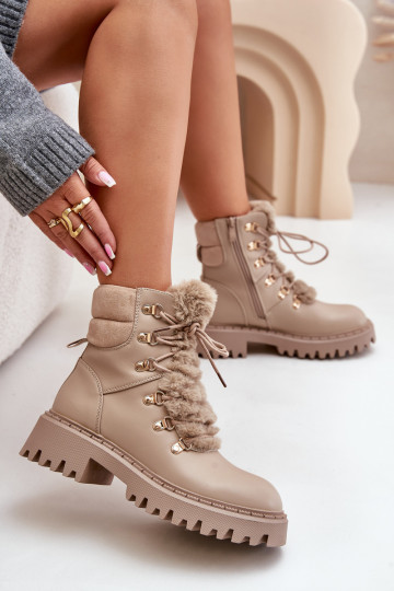 zahriať sa Čižmy topánky Zapnuté Hrad z eko kože béžová INillatta