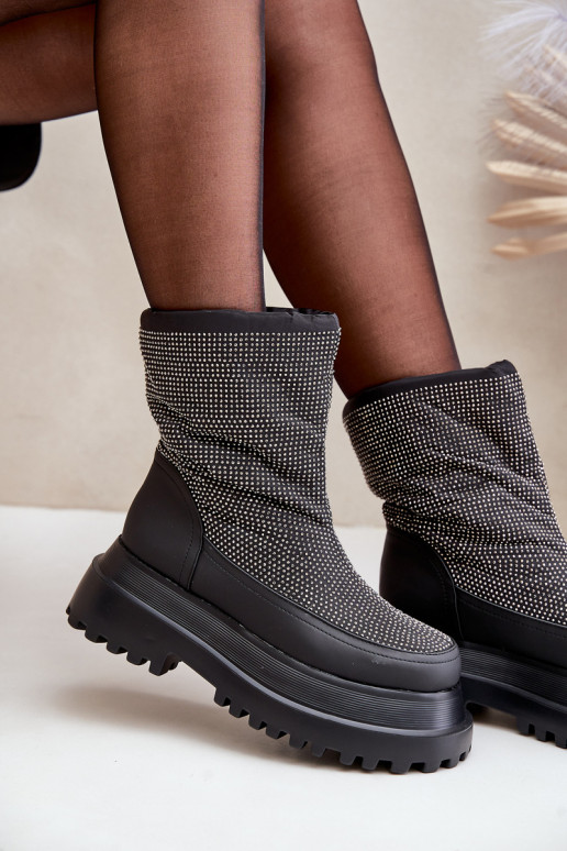 Zdobené Snehule s platformou A Ploché Pätky čierna Avivina Zdobené Snehule s platformou A Ploché Pätky čierna Avivina