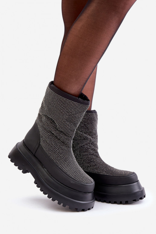 Zdobené Snehule s platformou A Ploché Pätky čierna Avivina Zdobené Snehule s platformou A Ploché Pätky čierna Avivina