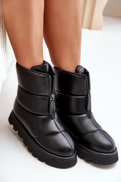 Snehule s platformou so zipsami Eko Kožené čierna Resisia