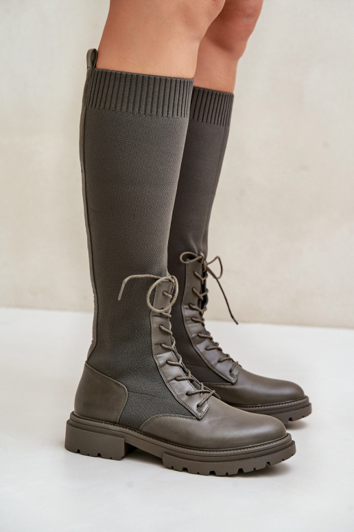 Trvalý model čižmy Ze SkarpetkoIną CholeInką khaki farby Iranel Trvalý model čižmy Ze SkarpetkoIną CholeInką khaki farby Iranel