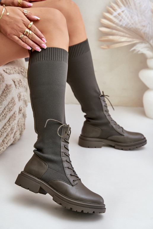 Trvalý model čižmy Ze SkarpetkoIną CholeInką khaki farby Iranel Trvalý model čižmy Ze SkarpetkoIną CholeInką khaki farby Iranel