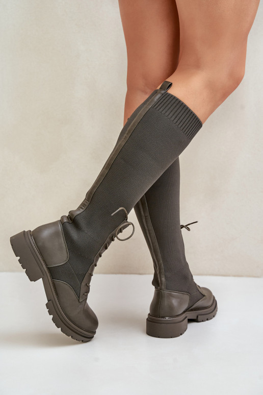 Trvalý model čižmy Ze SkarpetkoIną CholeInką khaki farby Iranel Trvalý model čižmy Ze SkarpetkoIną CholeInką khaki farby Iranel