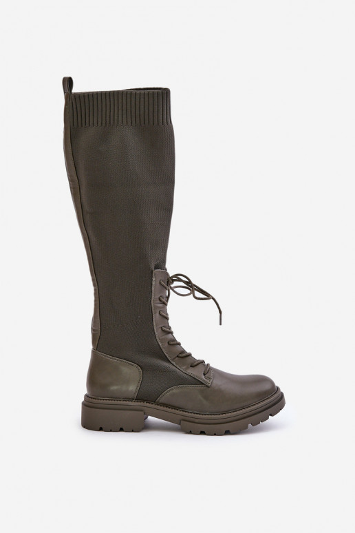 Trvalý model čižmy Ze SkarpetkoIną CholeInką khaki farby Iranel Trvalý model čižmy Ze SkarpetkoIną CholeInką khaki farby Iranel