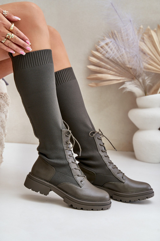 Trvalý model čižmy Ze SkarpetkoIną CholeInką khaki farby Iranel Trvalý model čižmy Ze SkarpetkoIną CholeInką khaki farby Iranel