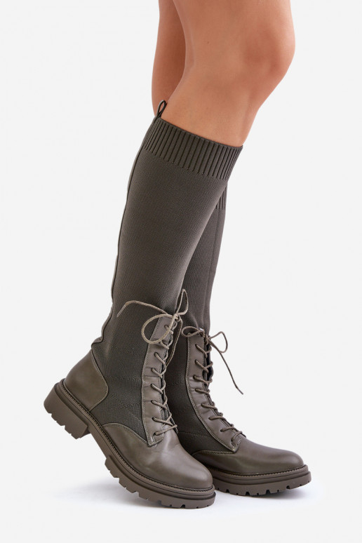 Trvalý model čižmy Ze SkarpetkoIną CholeInką khaki farby Iranel Trvalý model čižmy Ze SkarpetkoIną CholeInką khaki farby Iranel