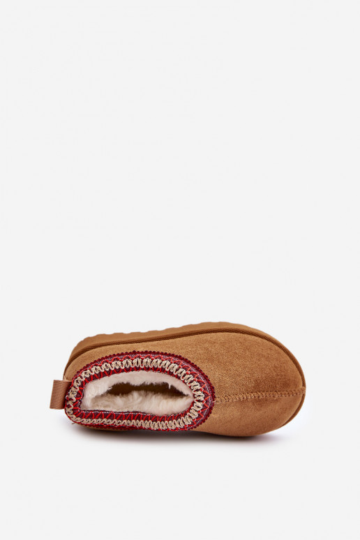 Detské snehové topánky s platformou, zateplené s kožušinou vo vnútri v hnedej farbe Vilabria