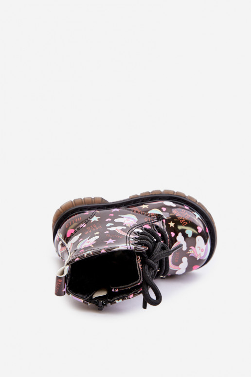 Teplé detské topánky so zipsami Jednorožce čierna Tiptop