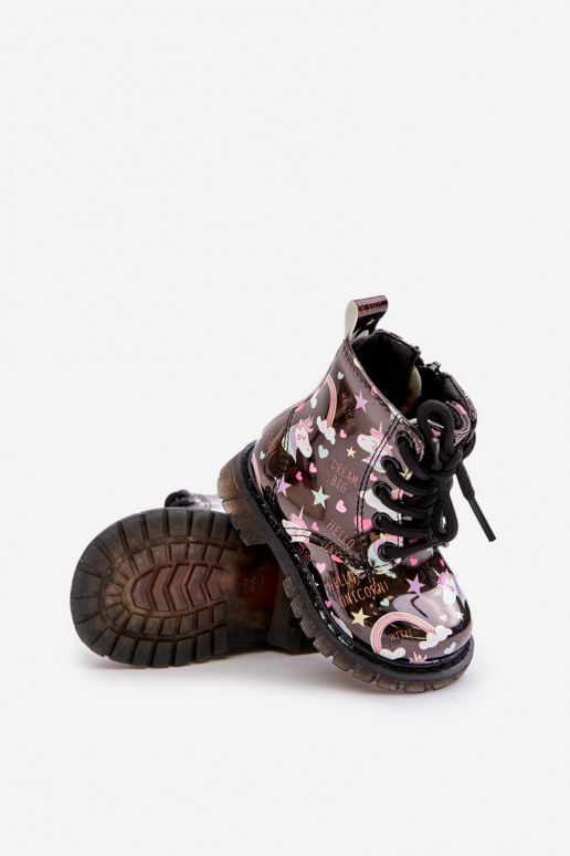 Teplé detské topánky so zipsami Jednorožce čierna Tiptop