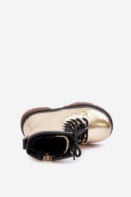 zahriať sa Čižmy deti s lakovým efektom Zapnuté Hrad zlatej farby Novita