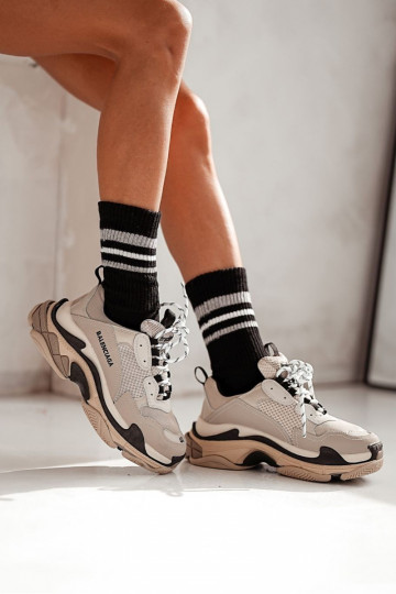 Pruhované topánky Skarpety Dámske s pruhmi Bez tlaku čierna