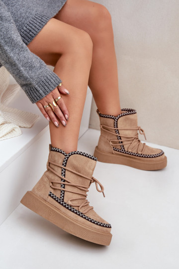 Snehule Dámske Z Haftem s platformou Hnedá farba Zapnutéleris