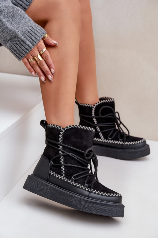 Snehule Dámske Z Haftem s platformou čierna Zapnutéleris Snehule Dámske Z Haftem s platformou čierna Zapnutéleris