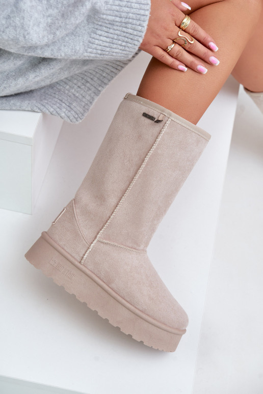 Vysoká Snehule s platformou Big Star OO274894 slonovina