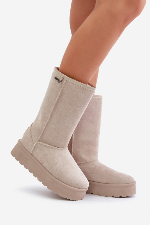 Vysoká Snehule s platformou Big Star OO274894 slonovina