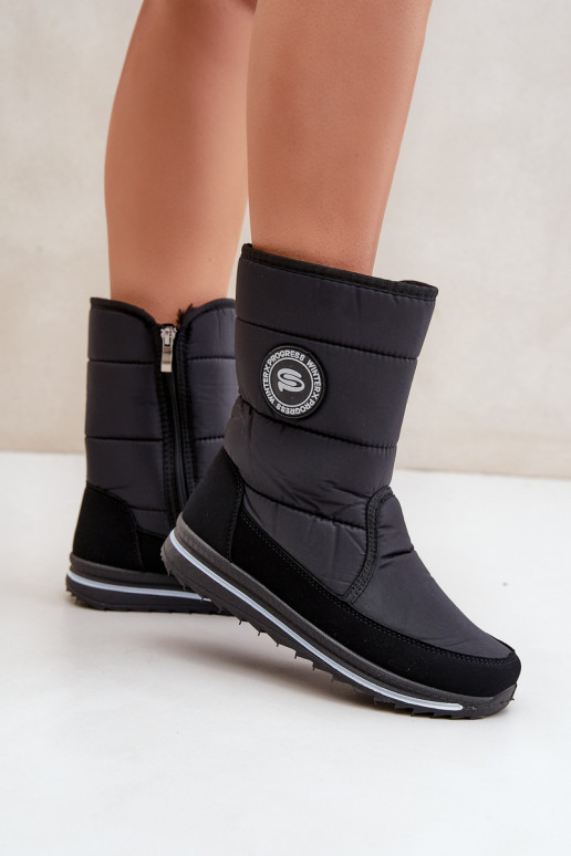 Dámske snehové topánky Progress PROGJ-21-09 v čiernej farbe Dámske snehové topánky Progress PROGJ-21-09 v čiernej farbe