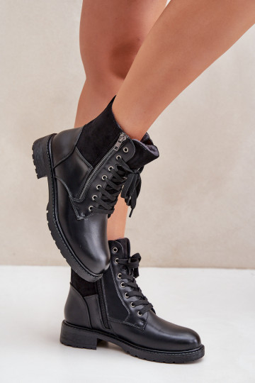 zahriať sa Čižmy so širokými podpätkami Eko Kožené čierna Zapnutéoise