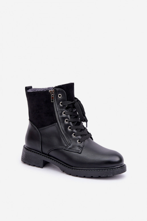 zahriať sa Čižmy so širokými podpätkami Eko Kožené čierna Zapnutéoise