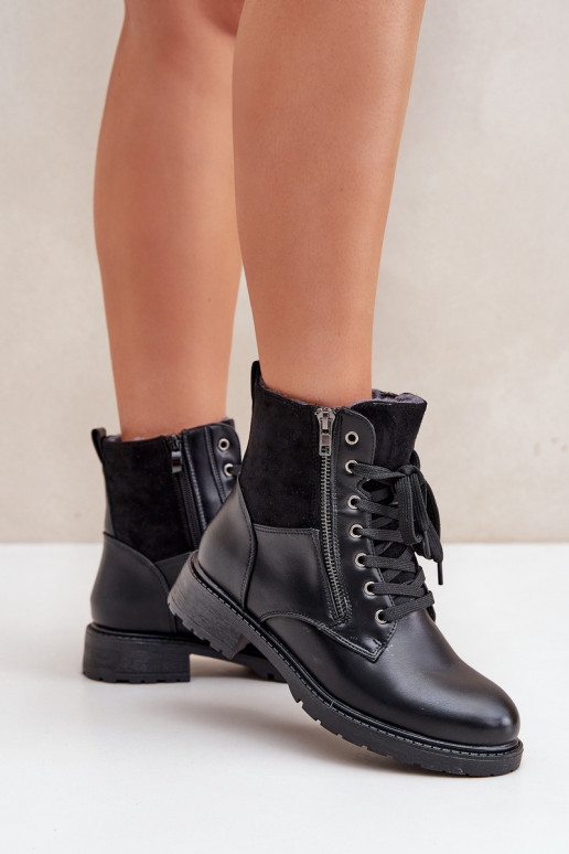 zahriať sa Čižmy so širokými podpätkami Eko Kožené čierna Zapnutéoise