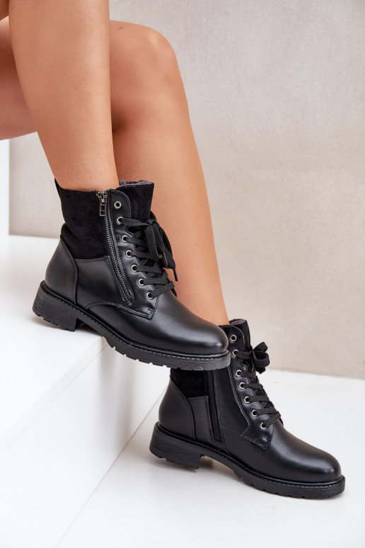 zahriať sa Čižmy so širokými podpätkami Eko Kožené čierna Zapnutéoise