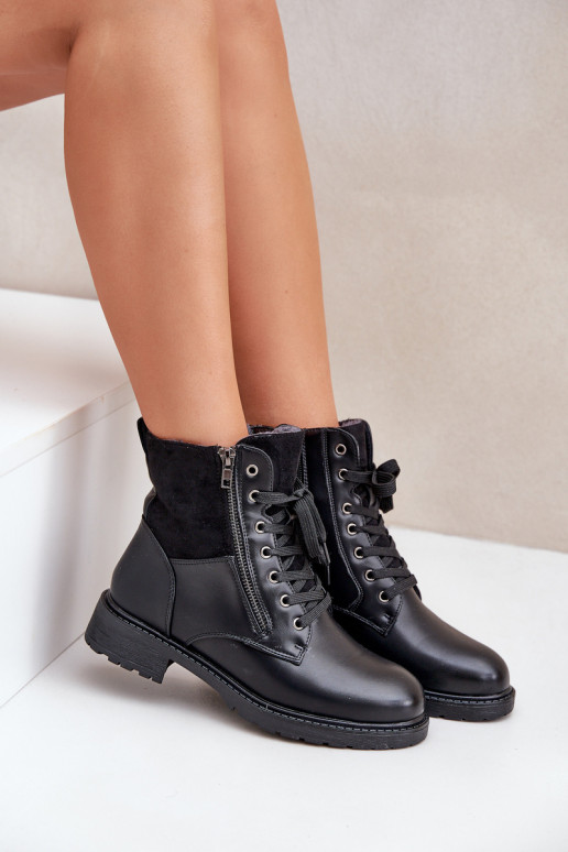 zahriať sa Čižmy so širokými podpätkami Eko Kožené čierna Zapnutéoise