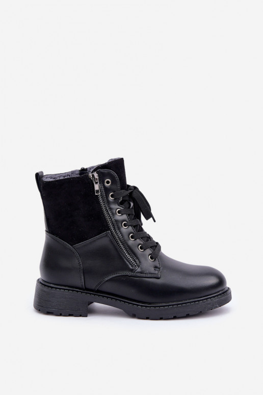 zahriať sa Čižmy so širokými podpätkami Eko Kožené čierna Zapnutéoise