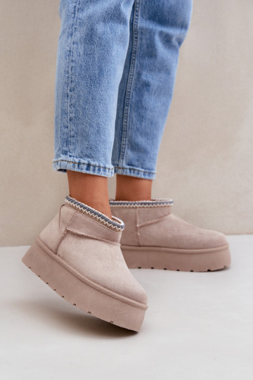 Snehule s platformou S Ornatem Haftem slonovina Heslania 2