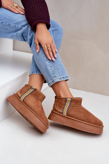 Snehule s platformou so vzormi Hnedá farba Udra