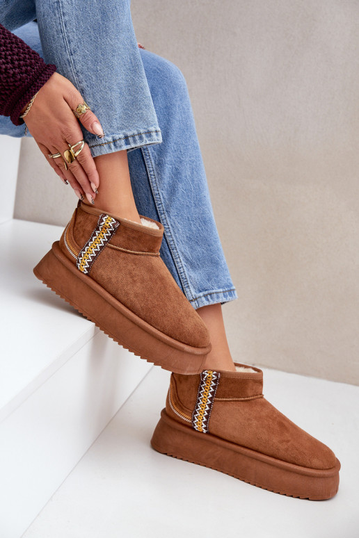 Snehule s platformou so vzormi Hnedá farba Udra