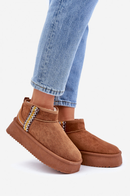 Snehule s platformou so vzormi Hnedá farba Udra