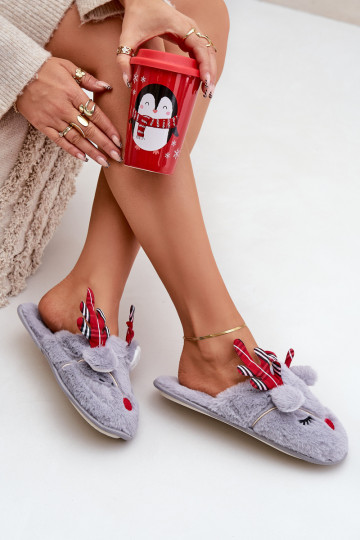 Vianoce Papuče S témou sobov sivá Sylaia