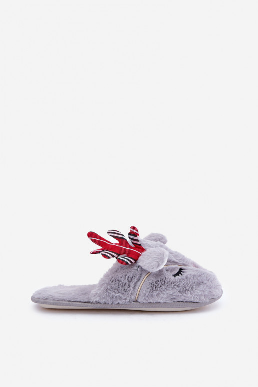 Vianoce Papuče S témou sobov sivá Sylaia Vianoce Papuče S témou sobov sivá Sylaia