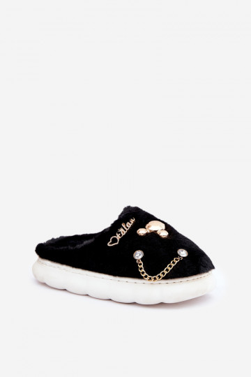 s kožušinou Papuče Z Przypinkami čierna Ivelfedi 2