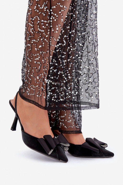 materiál štekle so stuhami čierna Selatea