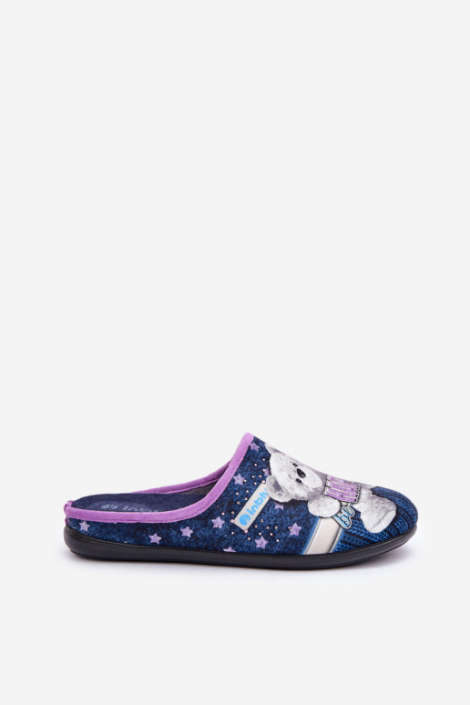 topánky domáce Dámske Papuče S medveďom Inblu GF000025 tmavomodrá topánky domáce Dámske Papuče S medveďom Inblu GF000025 tmavomodrá