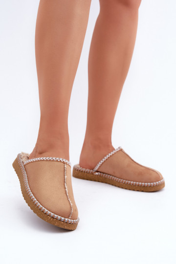 topánky domáce Papuče Z Haftem Dámske Inblu EY000028 Hnedá farba