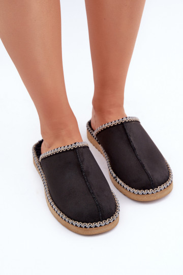 topánky domáce Papuče Z Haftem Dámske Inblu EY000028 čierna