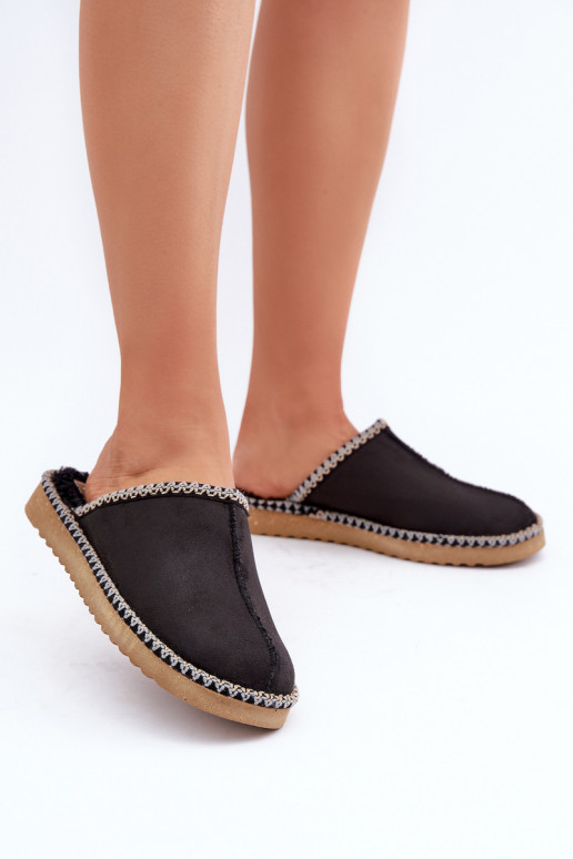 topánky domáce Papuče Z Haftem Dámske Inblu EY000028 čierna topánky domáce Papuče Z Haftem Dámske Inblu EY000028 čierna