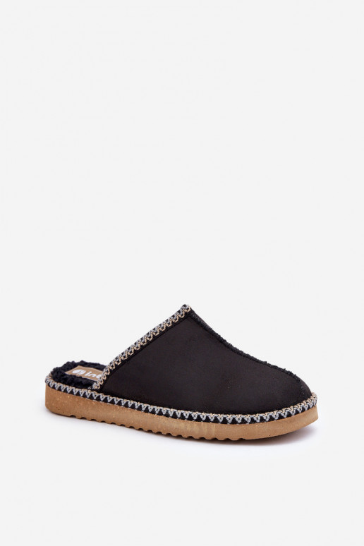 topánky domáce Papuče Z Haftem Dámske Inblu EY000028 čierna topánky domáce Papuče Z Haftem Dámske Inblu EY000028 čierna