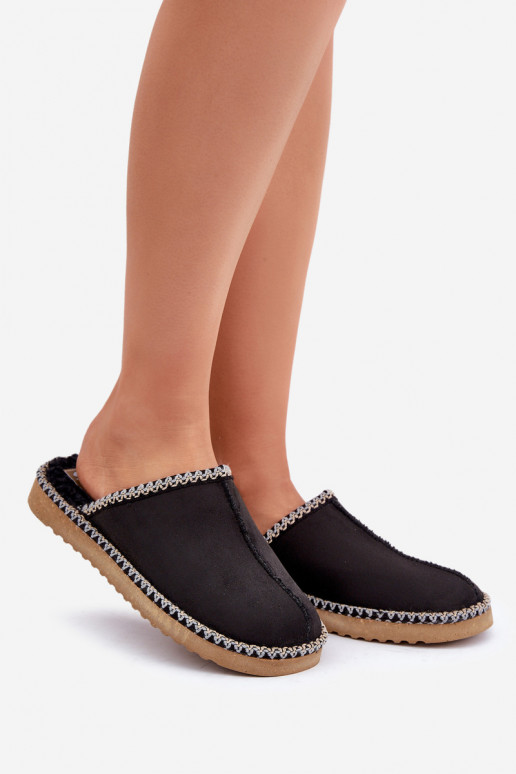 topánky domáce Papuče Z Haftem Dámske Inblu EY000028 čierna topánky domáce Papuče Z Haftem Dámske Inblu EY000028 čierna