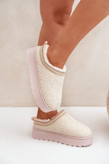 Snehule Dámske s platformou Z Haftem slonovina Tirissa