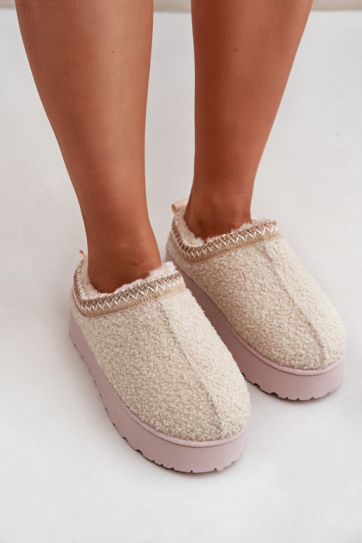 Snehule Dámske s platformou Z Haftem slonovina Tirissa