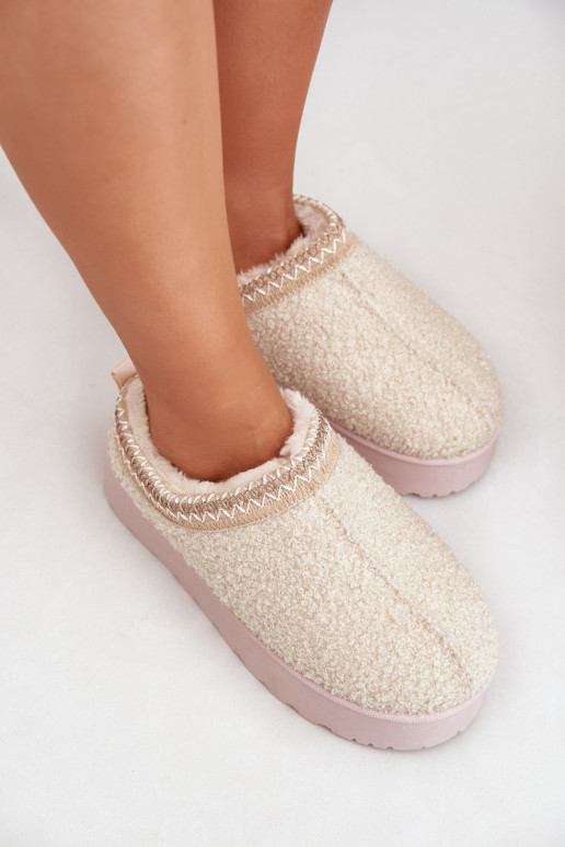 Snehule Dámske s platformou Z Haftem slonovina Tirissa